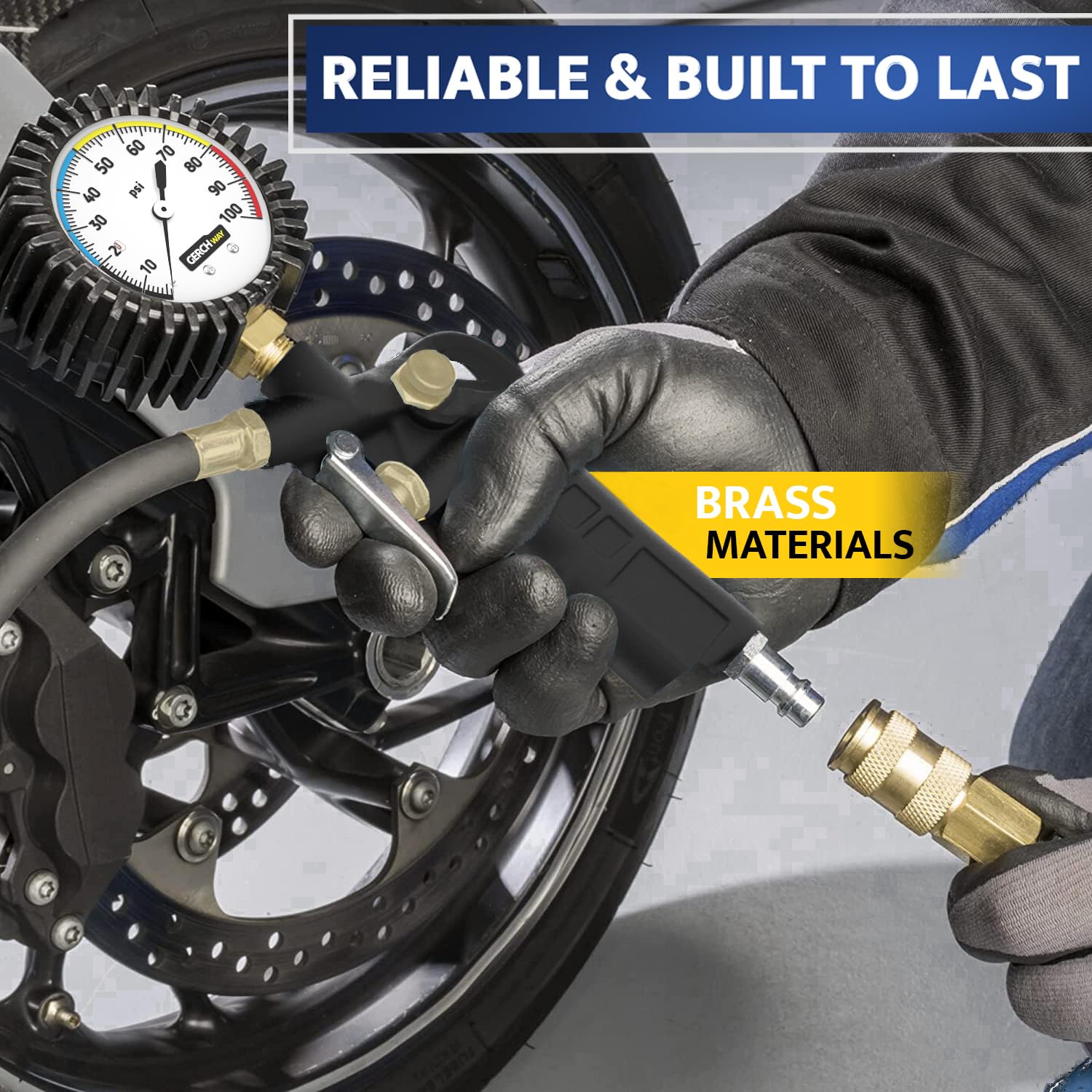 Tire Inflator With Pressure Gauge - Large Glow Dial, Swivel Air Chuck With Gauge And Air Compressor Accessories - 100 Psi